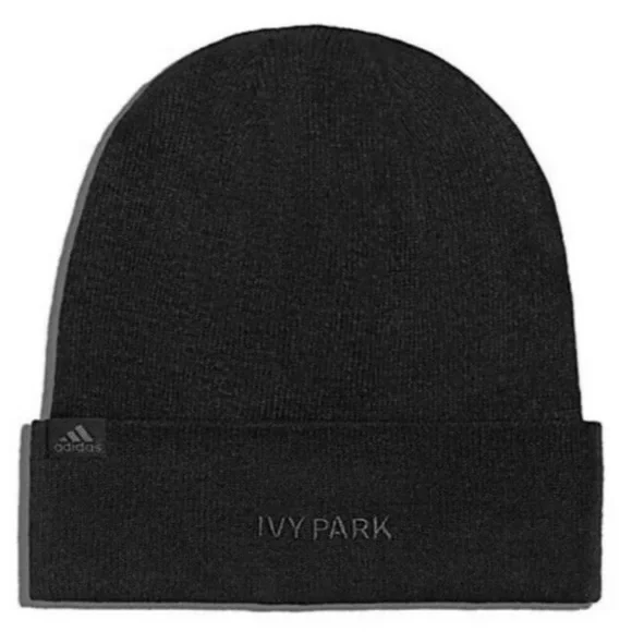 Adidas x Ivy Park Beanie  Black Gray Rare UNISEX Winter Cap OSFM NWT Adidas Unisex Original Pom Beanie Hat Black Grey, One Size  main image 3